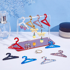 36個 6スタイル 虹色アクリルイヤリングディスプレイアクセサリー  イヤリングオーガナイザーホルダー用  ハンガーの形  ミックスカラー  3.95x5.45x0.3cm  穴：2mm  6個/カラー&nbsp;EDIS-PH0001-73