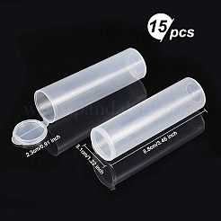 クリアプラスチックビーズ収納ケース  ヒンジ付き蓋付き  フリップカバー  コラム  ホワイト  8.8x2.5cm  内径：2.3のCM&nbsp;CON-WH0074-69