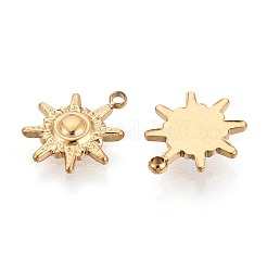 304ステンレスペンダント  太陽のチャーム  イオンプレーティング（ip）  長持ちメッキ  18KGP本金メッキ  12x10x2mm  穴：1.2mm&nbsp;STAS-N125-08G