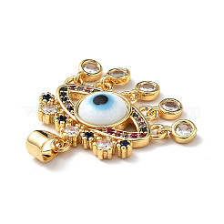Lampwork Evil Eye Pendants with Colorful Cubic Zirconia&nbsp;ZIRC-L102-13G-09