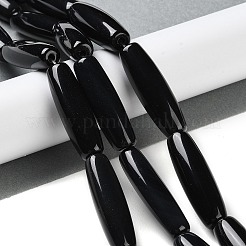 天然ブラックオニキスアゲートビーズ連売り  染め＆加熱  ライス  34.5~35.5x10~11mm  穴：2.2mm  約11個/連  15.47''（39.3センチメートル）&nbsp;G-NH0019-C05-15