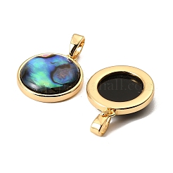 Natural Paua Shell Flat Round Pendants&nbsp;KK-G538-16G