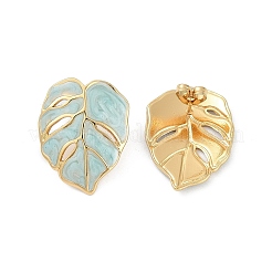 Ion Plating(IP) 304 Stainless Steel Leaf Stud Earrings&nbsp;EJEW-Z068-37G-01