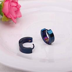 真鍮huggieフープピアス  ブルー  4x8.5x2.3mm&nbsp;EJEW-EE0002-252D