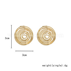 合金スタンドピアス  渦巻き状のフラットラウンド  ゴールドカラー  30x30mm&nbsp;WG1706C-01