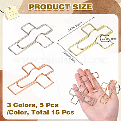 15Pcs 3 Colors Iron Paper Clips&nbsp;AJEW-SZ0003-06
