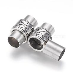 304ステンレススチール製マグネット留め具、接着端付き  コラム  アンティークシルバー  20x12mm  穴：8mm&nbsp;STAS-F123-05AS