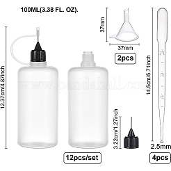 プラスチック接着剤ボトル  じょうごホッパーとスポイト付き  ブラック  80mm  容量：100ml（3.38液量オンス）  12個/セット&nbsp;AJEW-BC0001-44A