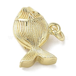 真鍮チャーム  丸カン付き  魚  18KGP本金メッキ  13x17.5x5.5mm  穴：3mm&nbsp;LS-KK-L248-10G