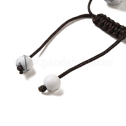 12.5mm ラウンド合成ハウライト編みビーズブレスレット 女性用 男性用  艶消し  内径：2~3-1/8インチ（4.95~8.05cm）&nbsp;BJEW-C060-01I