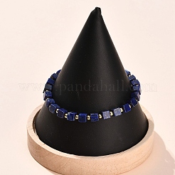天然石ラピスラズリビーズストレッチブレスレット  キューブ  ビーズ：5x5x5mm  内径：2インチ（5.2cm）&nbsp;BJEW-F523-02A