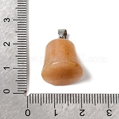 混合天然石ペンダント  金属製スナップオンベイル付きベルチャーム  プラチナ  17~18x15~15.5mm  穴：3.7x6mm&nbsp;G-D366-02P
