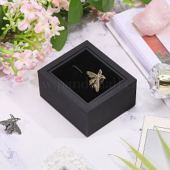 プラスチック製の転倒式カフスボタン収納ボックス  長方形  ブラック  7.8x6.8x4.05cm&nbsp;CON-WH0095-227