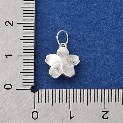 スターリングシルバーのホワイトエナメルフラワーチャーム925個  丸カンとスタンプ925個付き  銀  11.5x10x4mm  穴：4mm&nbsp;STER-D304-03S