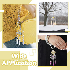 8Pcs 4 Colors Alloy Woven Net/Web with Gemstone Pendants Decorations&nbsp;HJEW-TA0001-30