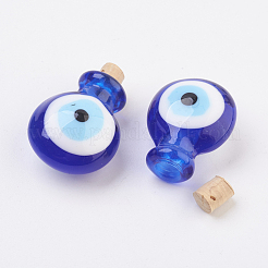 手作りランプワーク香水瓶ペンダント  精油ボトル  ナザールボンジュウ  ブルー  29.5~30mm  穴：5~5.5mm  ボトル容量：0.5~1ml（0.017~0.03液量オンス）&nbsp;X-LAMP-P044-H05