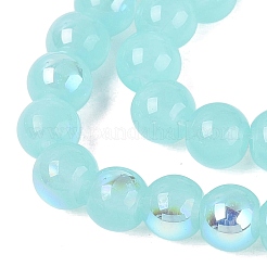 Electroplate Imitation Jade Glass Beads Strands&nbsp;EGLA-Q132-6MM-01B-06