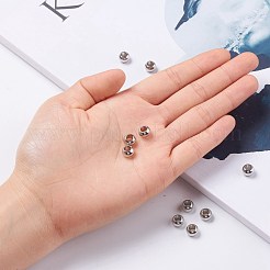 変色しにくい304ステンレススチールのロンデルビーズ  大穴ビーズ  ステンレス鋼色  8x5.5mm  穴：4mm&nbsp;X-STAS-I020-14