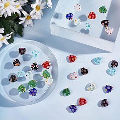 80個 8スタイルの手作りミルフィオリランプワークビーズ連売り  ハート  ミックスカラー  11~12x12x4~5mm  穴：1mm  約10個/スタイル&nbsp;LAMP-SC0001-20
