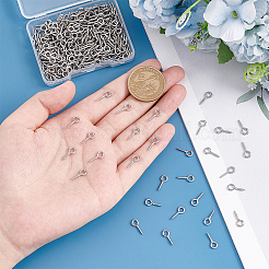 304ステンレススチール製スクリューアイピンペグベイル300個  片穴パーツ用  ステンレス鋼色  12x5x1mm  穴：2.5mm&nbsp;STAS-UN0043-49