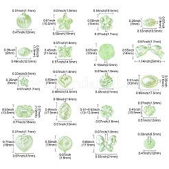 100個20スタイルアクリルビーズ  グリーン  混合図形  13~17.5 XX 9~13.5x6.5~8.5mm  穴：1.5~3mm&nbsp;FIND-CJ0002-75