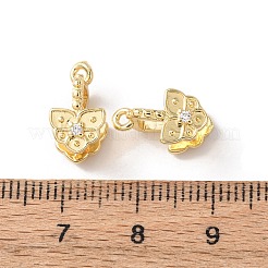 真鍮製、透明キュービックジルコニアのアイスピックピンチベイル付き  蝶  18KGP本金メッキ  14x8x2mm  穴：1.2mm&nbsp;KK-G551-01G-02