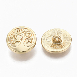 合金シャンクボタン  1穴  カドミウムフリー＆ニッケルフリー＆鉛フリー  命の木とフラットラウンド  18KGP本金メッキ  17.50x6.50mm  穴：2mm&nbsp;PALLOY-S135-024-NR