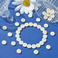 オペーク樹脂ビーズ  デイジーの花  ホワイト  10x10x4mm  穴：1.5mm&nbsp;RESI-CJC0011-45