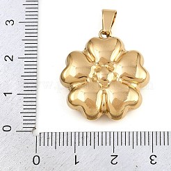 304ステンレスペンダント  201ステンレススチール製アイスピックピンチベイル付き  イオンプレーティング（ip）  18KGP本金メッキ  花  25.5x23.5x7.5mm  穴：6x2.5mm&nbsp;STAS-P407-04C-G