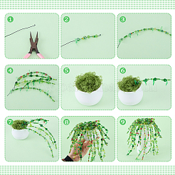 DIY人工苔作り  ガラスビーズ  手作りランプワークビーズ  アイアン製ワイヤー  diyの工芸品の結婚式の家の装飾のため  ミックスカラー  250~260x4~6x4~6mm&nbsp;DIY-BM0002-92