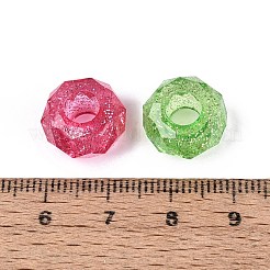 クリアアクリルヨーロピアンビーズ  ロンデル  大穴ビーズ  グリッターパウダー付き  多面カット  ミックスカラー  13.5x8mm  穴：5.5mm  約657個/500g&nbsp;OACR-Q200-16