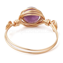 Round Natural Quartz Crystal & Rose Quartz & Quartz & Malaysia Jade & Amethyst Finger Rings&nbsp;RJEW-JR00766