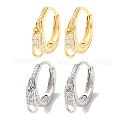Zipper 925 Sterling Silver Micro Pave Clear Cubic Zirconia Hoop Earrings&nbsp;EJEW-K317-01G