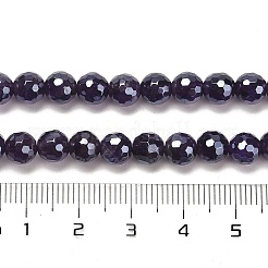 電気メッキ天然アメジストラウンドビーズ連売り  ファセット（128ファセット）  6mm  穴：1.2mm  約63個/連  15.16インチ（38.5cm）&nbsp;G-L598-A05-01