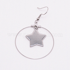 Stainless Steel Dangle Earrings&nbsp;LS-STAS-WH0015-37P