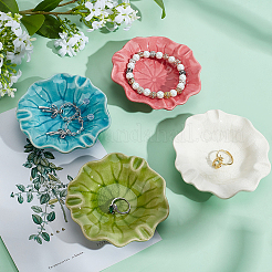 4Pcs 4 Colors Lotus Leaf Ceramics Jewelry Decorative Plates&nbsp;AJEW-PH0008-40