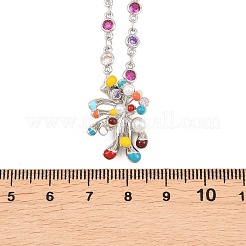 Brass Pave Colorful Cubic Zirconia with Enamel Fireworks Pendant Necklaces for Women&nbsp;NJEW-F364-03P
