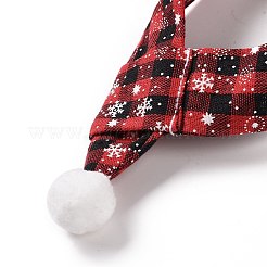 布ペットのクリスマススカーフ  クリスマス 子猫 子犬 タータンチェック 首輪 よだれかけ  ポリエステルのパーツ  レッド  490x50x4mm&nbsp;AJEW-D051-04B
