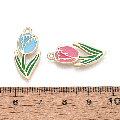 合金エナメルチャーム  花のチャーム  ゴールドカラー  カドミウムフリー＆ニッケルフリー＆鉛フリー  ミックスカラー  25x11.5x1.5mm  穴：1.4mm&nbsp;ENAM-T024-33M-G