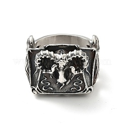 316ステンレススチール製キャベル指輪  男性女性のためのゴシックジュエリー  アンティークシルバー  usサイズ12 1/2(21.7mm)&nbsp;RJEW-C030-01F-AS