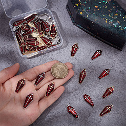 56個2色ハロウィンテーマアロイエナメルペンダント  クロスと棺します。  ミックスカラー  25.5x11x3mm  穴：1.2mm  28個/カラー&nbsp;ENAM-ME0001-41