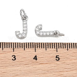 シェグレース 真鍮 マイクロパヴェ クリアキュービックジルコニア ペンダント  ニッケルフリー  925銀メッキ  文字 J のチャーム  12x7x2.5mm  丸カン：5x1ミリ  内径：3mm&nbsp;XGRQ29596-394P-J