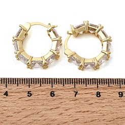 Square Brass Micro Pave Clear Cubic Zirconia Hoop Earrings&nbsp;EJEW-H108-07G