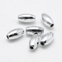 環境に優しいプラスチックビーズのメッキ  オーバル  銀色のメッキ  8x4mm  穴：1mm&nbsp;X-KY-K002-03-8x4mm-S