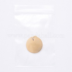 ステンレスペンダント201個  鏡面研磨仕上げ  フラットラウンド  空白タグのスタンプ  ゴールドカラー  16x1mm  穴：3.5mm&nbsp;STAS-S105-T621-2