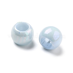 UVメッキレインボー虹色アクリルビーズ  バレル  大穴ビーズ  空色  6x4.5mm  穴：3.5mm&nbsp;PACR-D300-01H