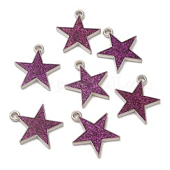 CCBプラスチックペンダント  グリッターパウダー付き  スター  プラチナ  パープル  29x26x4mm&nbsp;CCB-TAC0003-07
