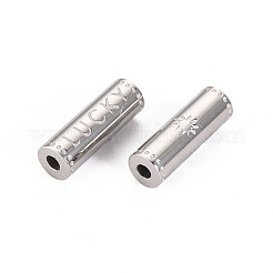 変色しにくい304ステンレススチールビーズ  幸運な言葉の列  ステンレス鋼色  15x5mm  穴：1.8mm&nbsp;LS-STAS-S116-299P