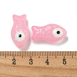 手作りの透明ガラスビーズ  手描きのビーズ  エナメル  魚  パールピンク  21.5x11x8.5~10mm  穴：1.2~1.4mm&nbsp;GLAA-N0028-03I