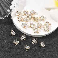 SHEGRACE Brass Pave Cubic Zirconia Rectangle Connector Charms&nbsp;XGRQ2O372-438A-G
